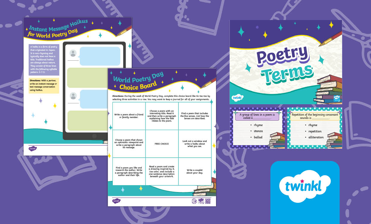 World Poetry Day Lesson Activity Pack for 3rd-5th Grade