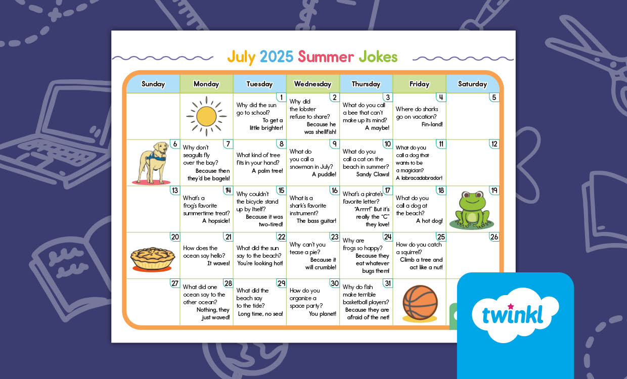 July 2025 Summer Jokes Calendar